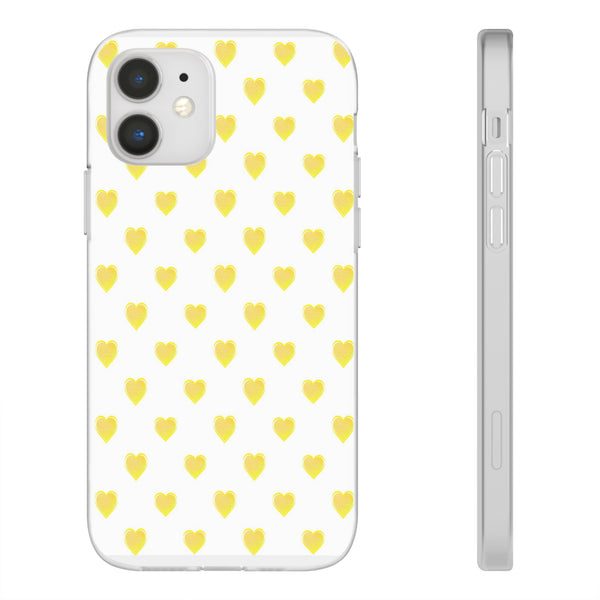 Flexible Phone Case - Yellow Hearts, Preppy iPhone case, Nantucket, Hamptons Inspired Samsung, Gift Present White Background, Clear Case