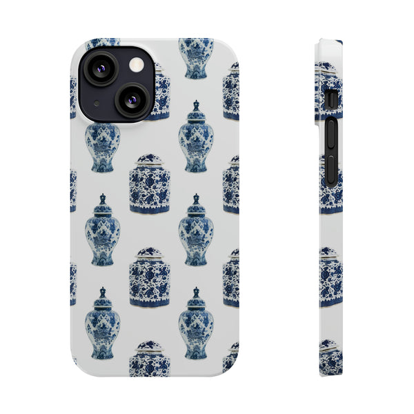Chinoiserie Chic Toile Ginger Jar, Vase,  Phone Case in Blue and White Slim and Sleek, Preppy and Classic, Access to all Ports