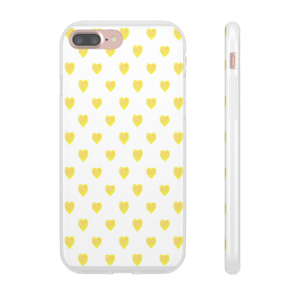 Flexible Phone Case - Yellow Hearts, Preppy iPhone case, Nantucket, Hamptons Inspired Samsung, Gift Present White Background, Clear Case
