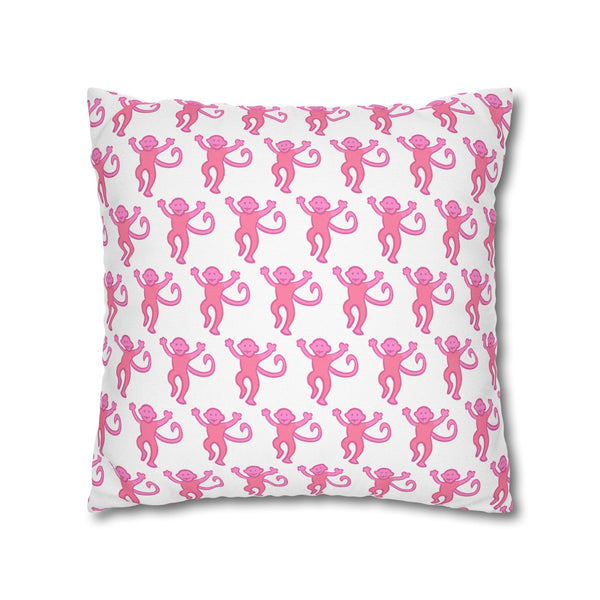 Preppy Monkey Pattern Hot Pink Pillow Cover with Zip Closure - Cover Only - Insert not included