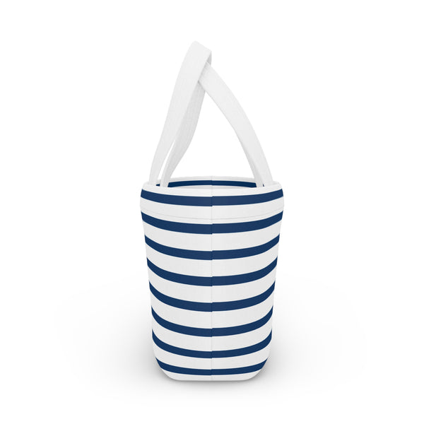 Preppy Navy Stripes lunch bag, insulated, cooler bag, One size, washable, magnet closure