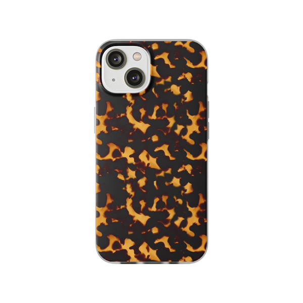 Flexible Phone Case - Tortoise Print Chic Spots leopard in classic neutral phones iphone Samsung clear access to all ports and functions