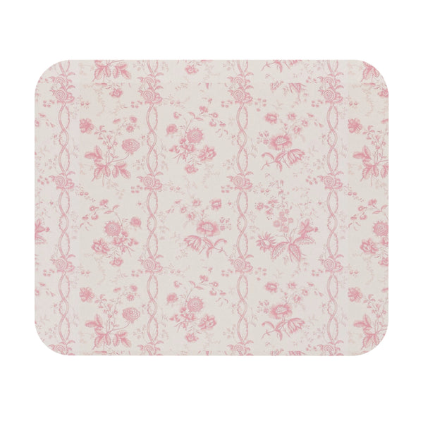 Mouse Pad Preppy Romantic Pink Floral Toile