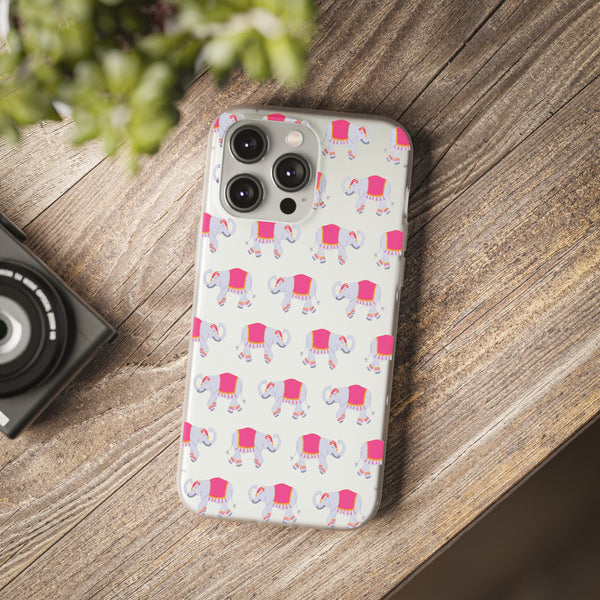 Flexible Phone Case - Preppy Chinoiserie Elephant Pattern  iphone Samsung clear access to all ports and functions