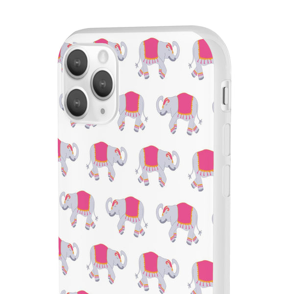 Flexible Phone Case - Preppy Chinoiserie Elephant Pattern  iphone Samsung clear access to all ports and functions