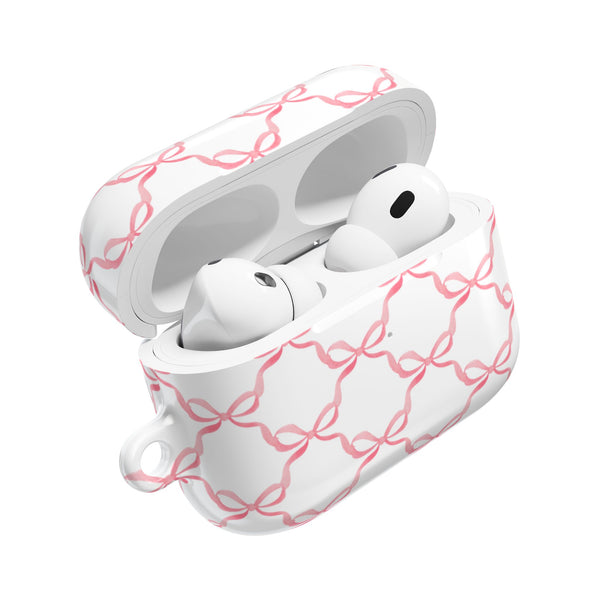 Pink Bow Pattern AirPod Case, , Gift for Her, Cute Accessories, preppy Flower Pattern AirPods Cover, Grand Millennial