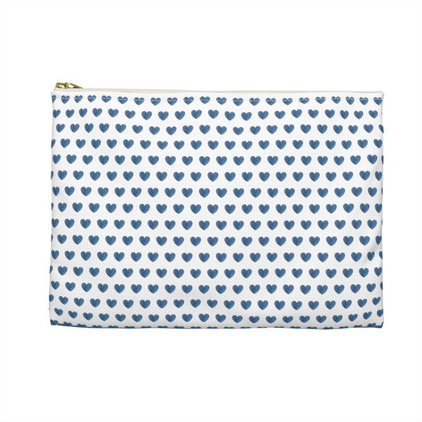 Preppy Navy Hearts Zip Clutch Pouch, Makeup toiletry travel bag, laminated interior