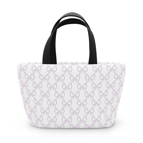 Preppy Lavender lunch bag, insulated, cooler bag, One size, washable, magnet closure, lilac, purple bows