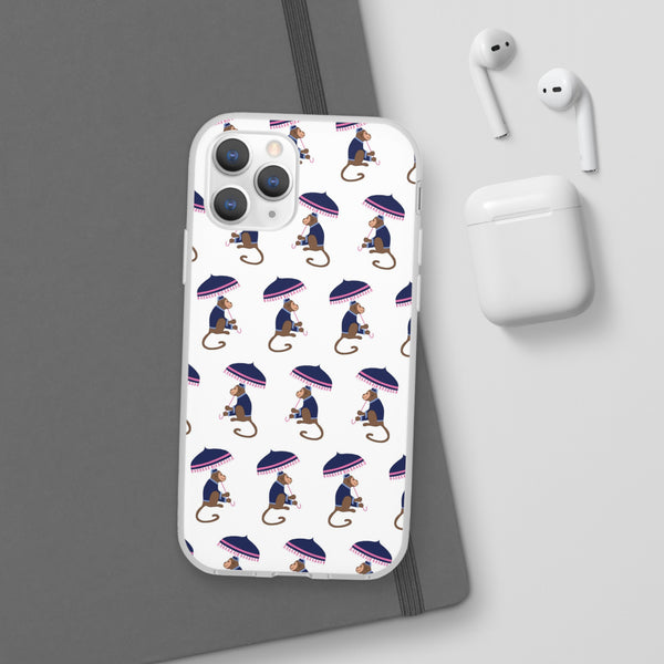 Flexible Phone Case - Preppy Chinoiserie Monkey Pattern  iphone Samsung clear access to all ports and functions