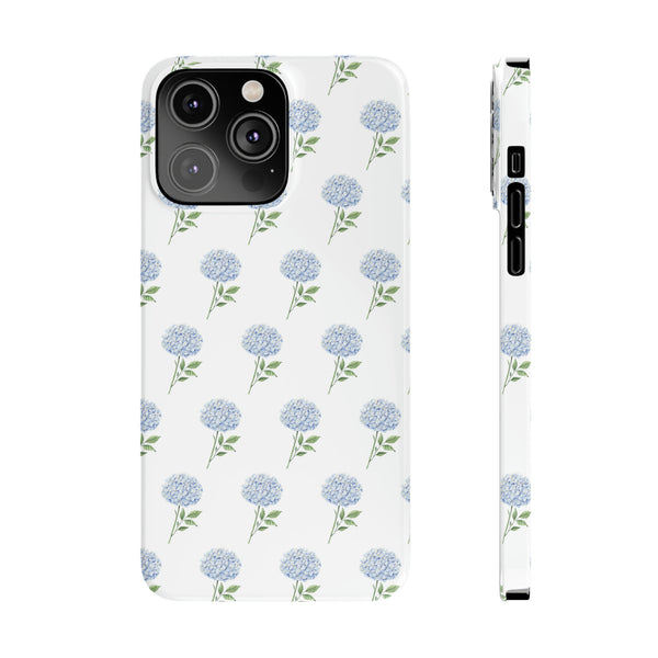 Hydrangea pattern, blue hydrangea preppy summer Phone Case Slim and Sleek, Preppy and Classic, Impact Resistant Shell