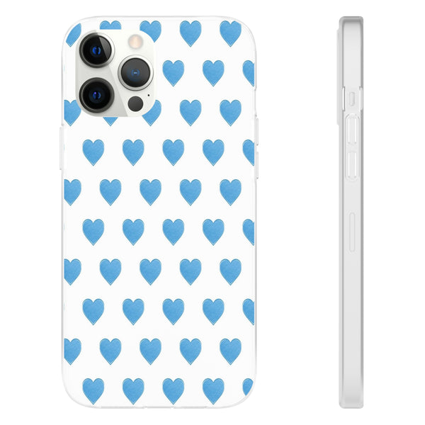 Flexible Phone Case - Preppy Hearts Watercolor Blue iPhone Protection access to all Ports & Functions Great Gift