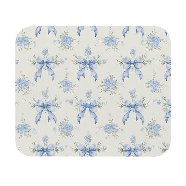 Mouse Pad Preppy Blue Bows and Floral