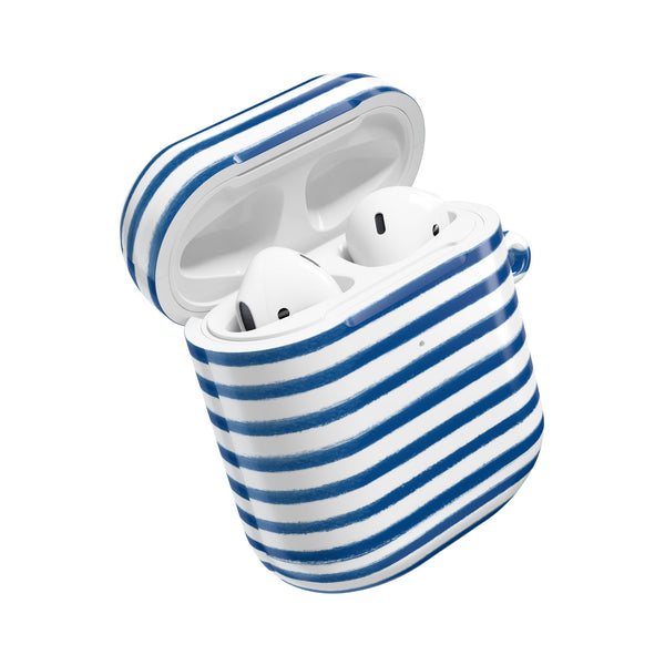 Preppy Navy and White Stripes Pattern AirPod Case, , Gift for Her, Cute Accessories, preppy Flower Pattern AirPods Cover, Grand Millennial