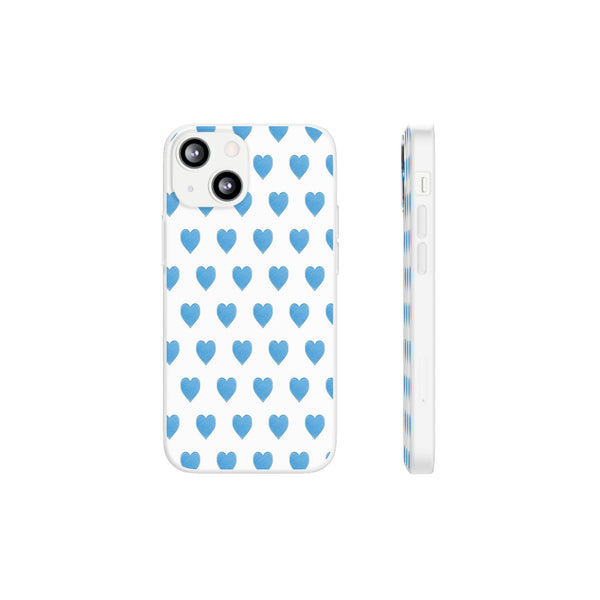 Flexible Phone Case - Preppy Hearts Watercolor Blue iPhone Protection access to all Ports & Functions Great Gift