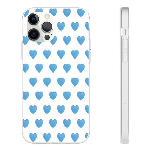 Flexible Phone Case - Preppy Hearts Watercolor Blue iPhone Protection access to all Ports & Functions Great Gift