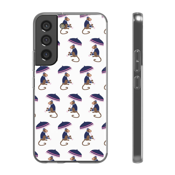 Flexible Phone Case - Preppy Chinoiserie Monkey Pattern  iphone Samsung clear access to all ports and functions