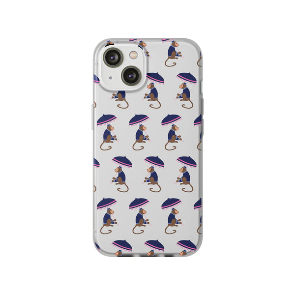 Flexible Phone Case - Preppy Chinoiserie Monkey Pattern  iphone Samsung clear access to all ports and functions