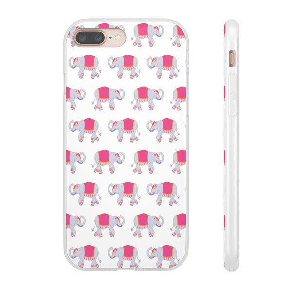 Flexible Phone Case - Preppy Chinoiserie Elephant Pattern  iphone Samsung clear access to all ports and functions