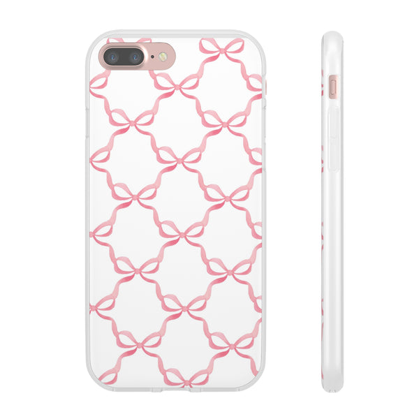 Flexible Phone Case - Preppy Chinoiserie Watercolor Bows iphone Samsung clear access to all ports and functions