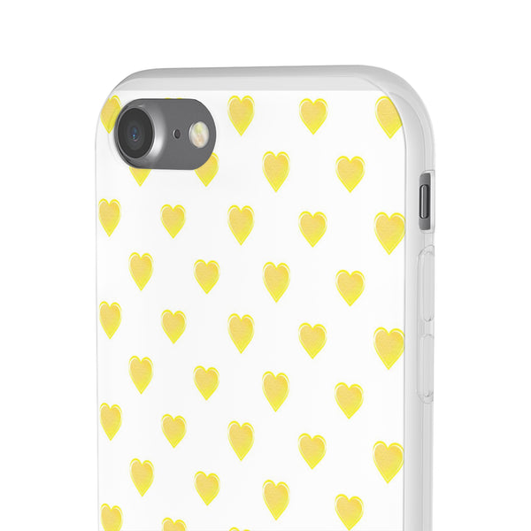 Flexible Phone Case - Yellow Hearts, Preppy iPhone case, Nantucket, Hamptons Inspired Samsung, Gift Present White Background, Clear Case