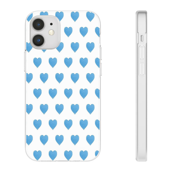 Flexible Phone Case - Preppy Hearts Watercolor Blue iPhone Protection access to all Ports & Functions Great Gift