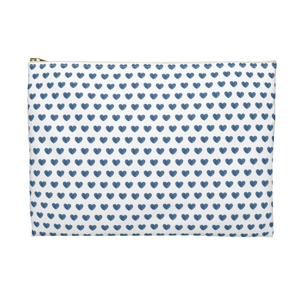 Preppy Navy Hearts Zip Clutch Pouch, Makeup toiletry travel bag, laminated interior