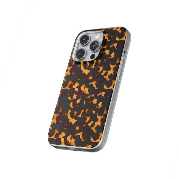 Flexible Phone Case - Tortoise Print Chic Spots leopard in classic neutral phones iphone Samsung clear access to all ports and functions