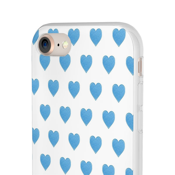 Flexible Phone Case - Preppy Hearts Watercolor Blue iPhone Protection access to all Ports & Functions Great Gift