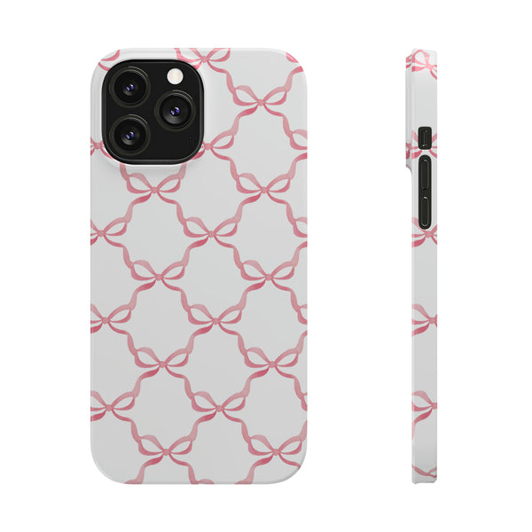 Bow Print, Coquette pink and white Phone Case
