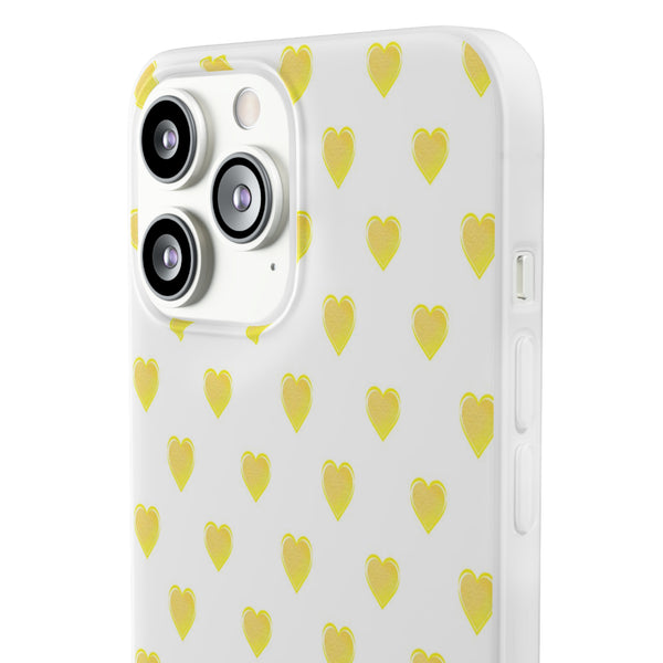 Flexible Phone Case - Yellow Hearts, Preppy iPhone case, Nantucket, Hamptons Inspired Samsung, Gift Present White Background, Clear Case