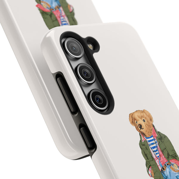 Preppy Bear Cargo Jacket iPhone case, Tough Protective double layer
