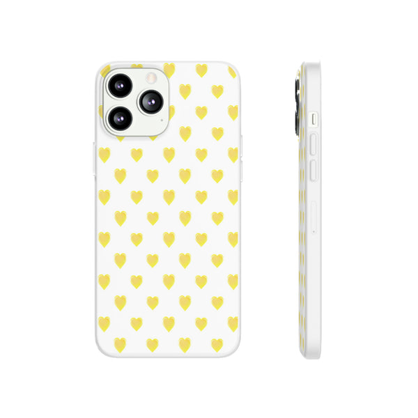 Flexible Phone Case - Yellow Hearts, Preppy iPhone case, Nantucket, Hamptons Inspired Samsung, Gift Present White Background, Clear Case