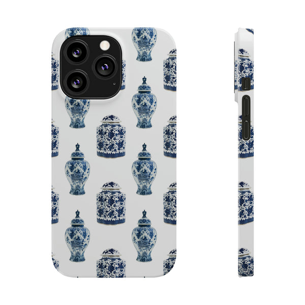 Chinoiserie Chic Toile Ginger Jar, Vase,  Phone Case in Blue and White Slim and Sleek, Preppy and Classic, Access to all Ports