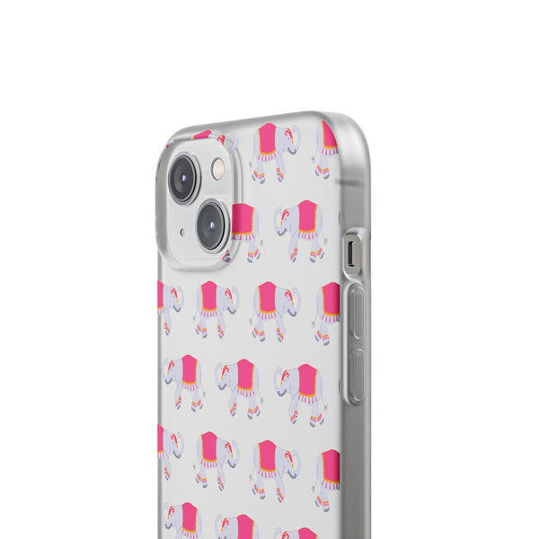 Flexible Phone Case - Preppy Chinoiserie Elephant Pattern  iphone Samsung clear access to all ports and functions