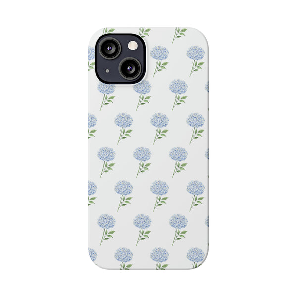 Hydrangea pattern, blue hydrangea preppy summer Phone Case Slim and Sleek, Preppy and Classic, Impact Resistant Shell