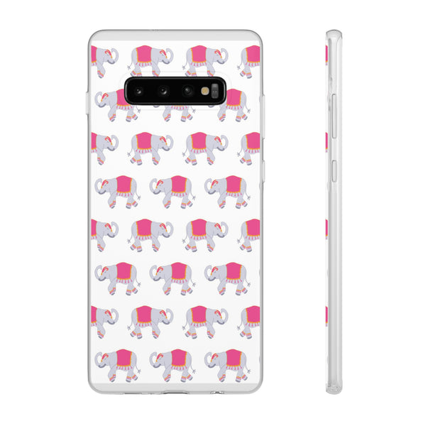 Flexible Phone Case - Preppy Chinoiserie Elephant Pattern  iphone Samsung clear access to all ports and functions