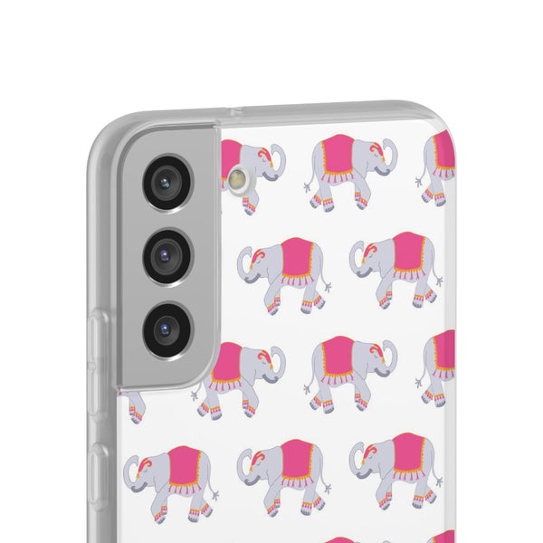 Flexible Phone Case - Preppy Chinoiserie Elephant Pattern  iphone Samsung clear access to all ports and functions