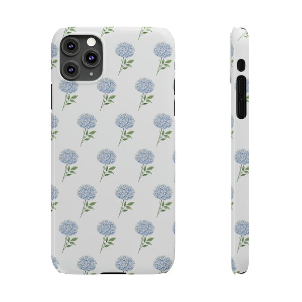 Hydrangea pattern, blue hydrangea preppy summer Phone Case Slim and Sleek, Preppy and Classic, Impact Resistant Shell