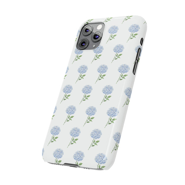 Hydrangea pattern, blue hydrangea preppy summer Phone Case Slim and Sleek, Preppy and Classic, Impact Resistant Shell