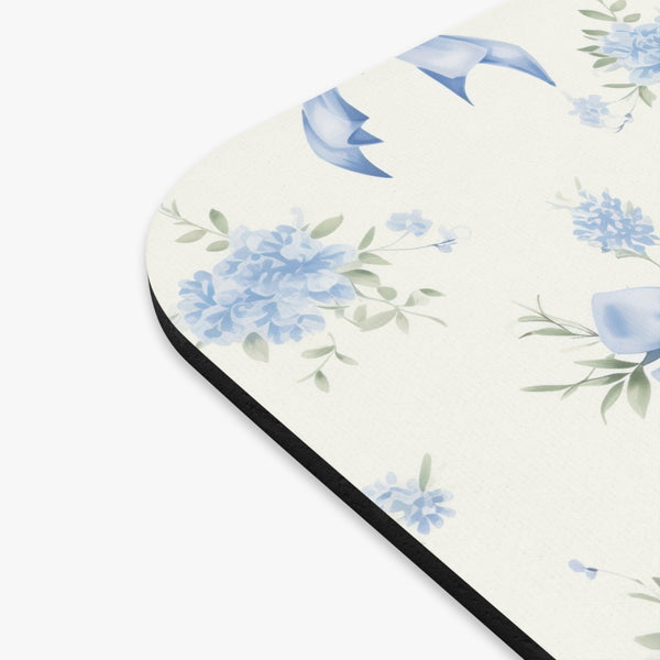 Mouse Pad Preppy Blue Bows and Floral