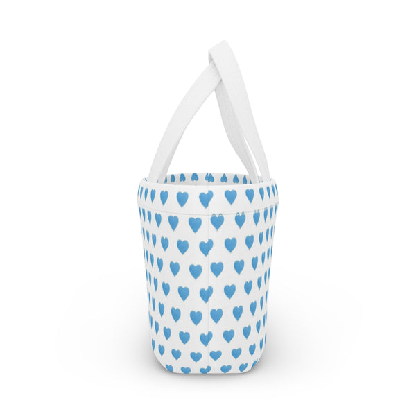 Preppy Blue Hearts lunch bag, insulated, cooler bag, One size, washable, magnet closure
