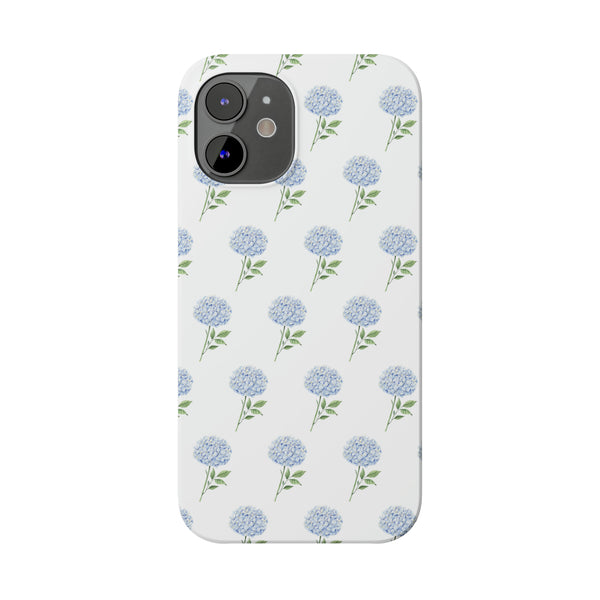 Hydrangea pattern, blue hydrangea preppy summer Phone Case Slim and Sleek, Preppy and Classic, Impact Resistant Shell