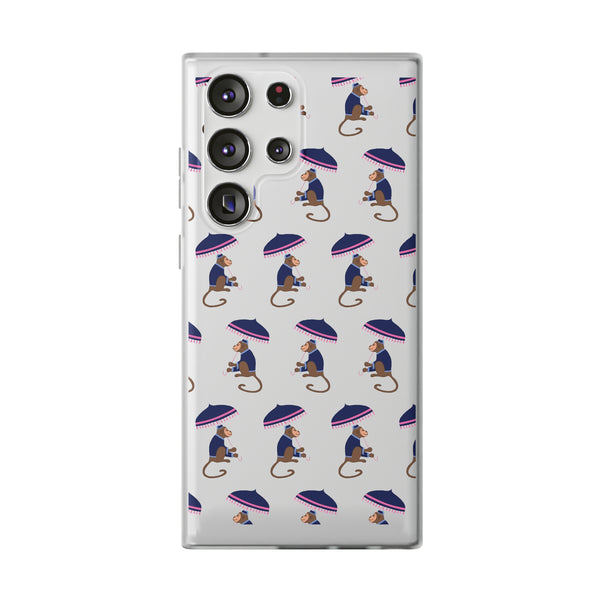 Flexible Phone Case - Preppy Chinoiserie Monkey Pattern  iphone Samsung clear access to all ports and functions