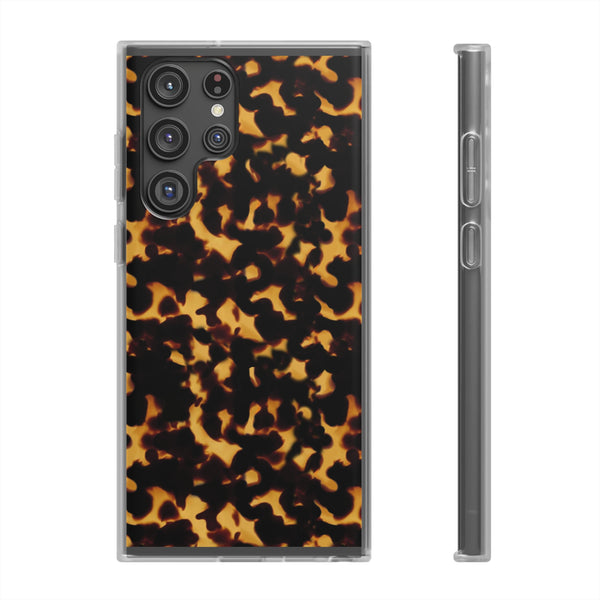 Flexible Phone Case - Tortoise Print Chic Spots leopard in classic neutral phones iphone Samsung clear access to all ports and functions