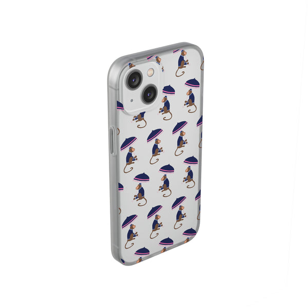 Flexible Phone Case - Preppy Chinoiserie Monkey Pattern  iphone Samsung clear access to all ports and functions