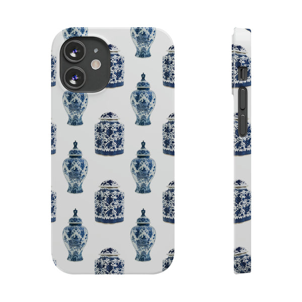 Chinoiserie Chic Toile Ginger Jar, Vase,  Phone Case in Blue and White Slim and Sleek, Preppy and Classic, Access to all Ports