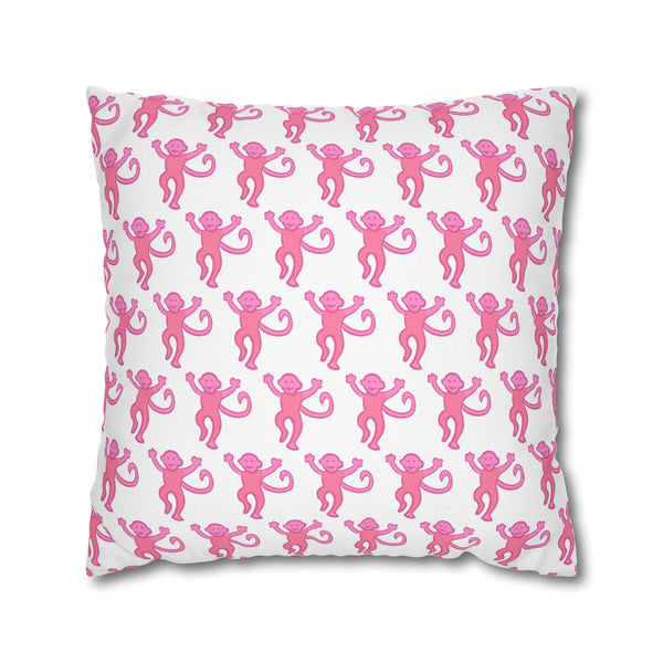 Preppy Monkey Pattern Hot Pink Pillow Cover with Zip Closure - Cover Only - Insert not included