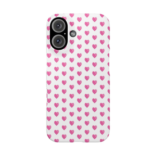 Preppy Hearts Phone Case, Hot Pink and White