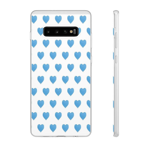 Flexible Phone Case - Preppy Hearts Watercolor Blue iPhone Protection access to all Ports & Functions Great Gift