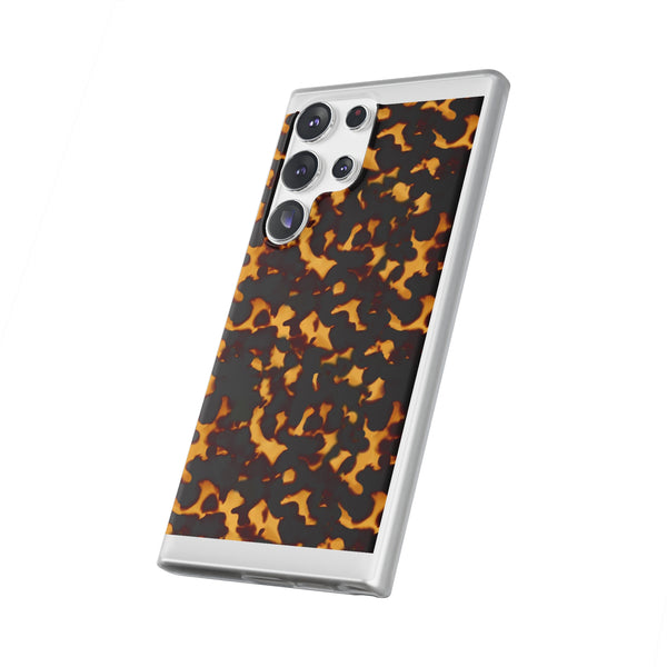 Flexible Phone Case - Tortoise Print Chic Spots leopard in classic neutral phones iphone Samsung clear access to all ports and functions